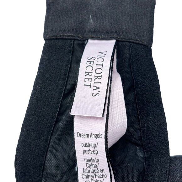 Victorias Secret Dream Angels Push-Up Bra 38DD Black Lace Adjustable Straps Unde - Picture 4 of 10